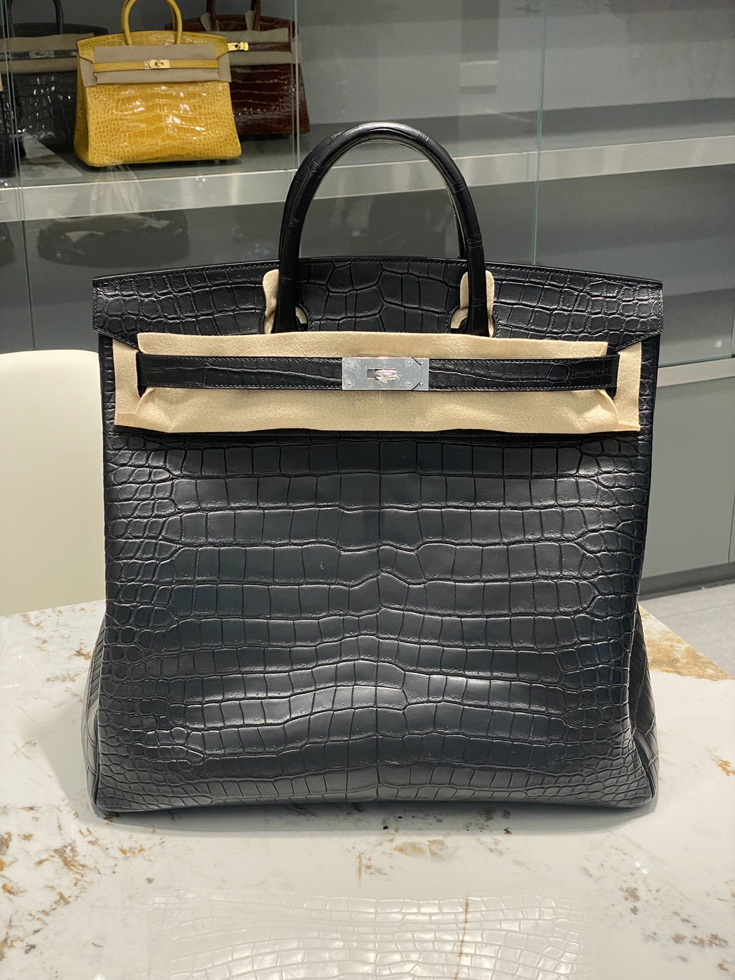 Fashion Classic Cowhide Pressed Matte Crocodile Bag