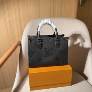 Black Embossed Tote Bag with Strap - image 1