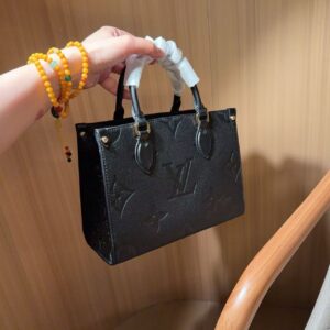 Black Embossed Tote Bag with Strap - image 3