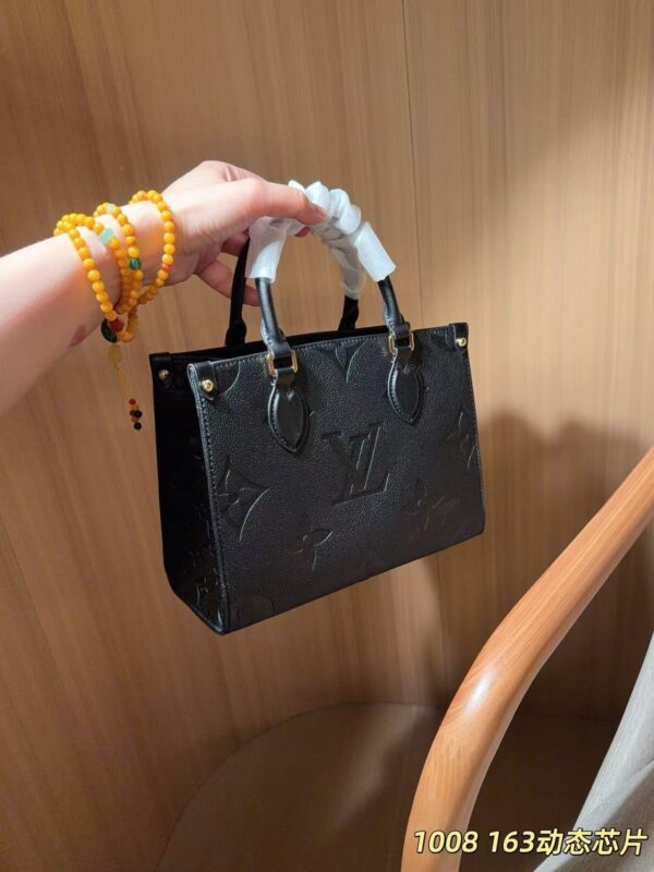 Black Embossed Tote Bag with Strap - image 3