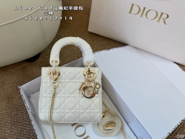 Cannage Mini Chain Bag - White
