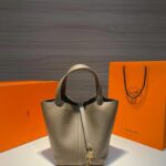 Classic Taupe Bucket Bag with Lock