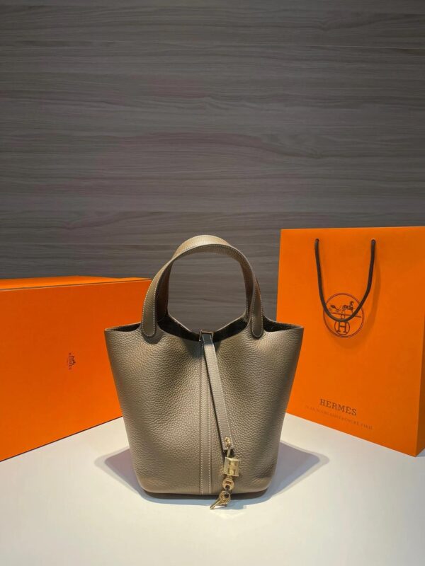Classic Taupe Bucket Bag with Lock - image 1