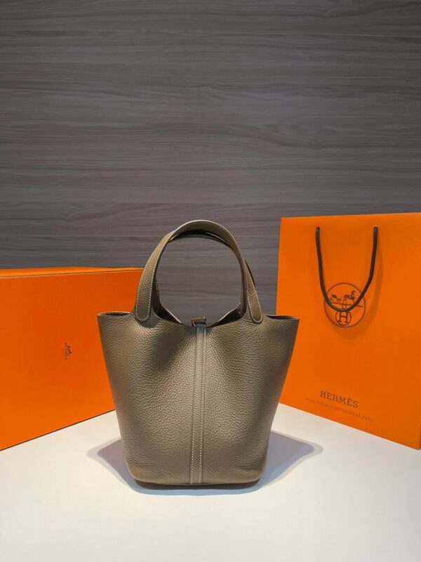 Classic Taupe Bucket Bag with Lock - image 2
