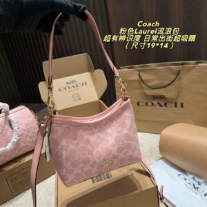 Coach Laurel Shoulder Bag - Pink 19cm x 14cm