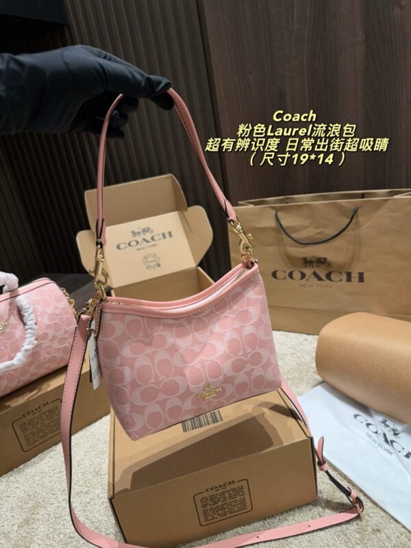 Coach Laurel Shoulder Bag - Pink 19cm x 14cm