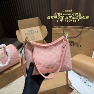 Coach Laurel Shoulder Bag - Pink 19cm x 14cm
