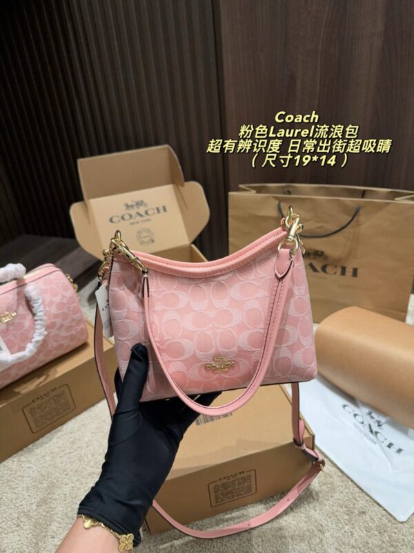 Coach Laurel Shoulder Bag - Pink 19cm x 14cm