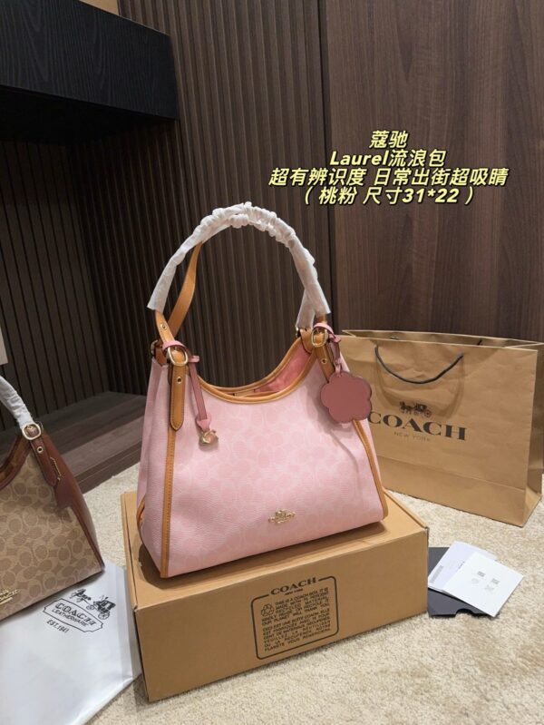 Coach Laurel Shoulder Bag - Pink 31cm x 22cm