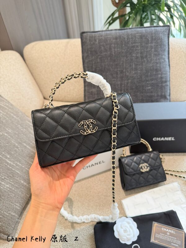 Horizontal Quilted Top Handle Bag