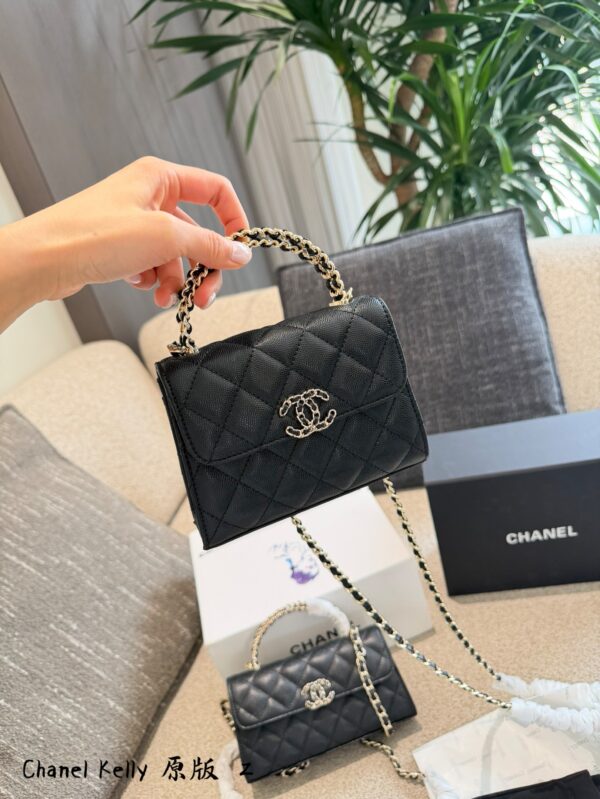 Horizontal Quilted Top Handle Bag