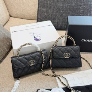 Horizontal Quilted Top Handle Bag