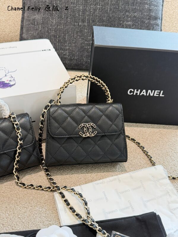 Horizontal Quilted Top Handle Bag