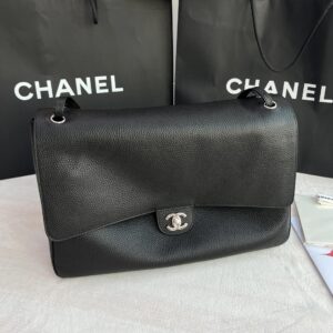 Leather Flap Shoulder Bag - Black