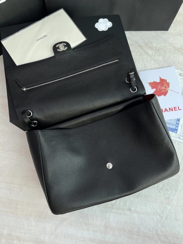 Leather Flap Shoulder Bag - Black
