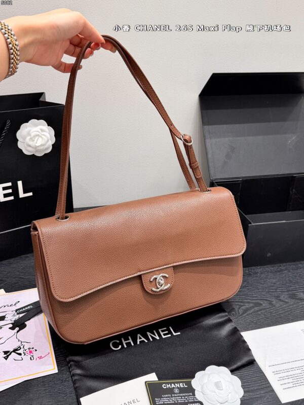 Leather Flap Shoulder Bag - Brown
