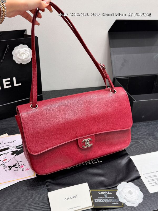 Leather Flap Shoulder Bag - Red