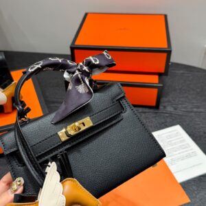 Mini Kelly II Leather Bag - Black