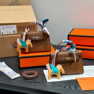 Mini Kelly II Leather Bag - Chestnut