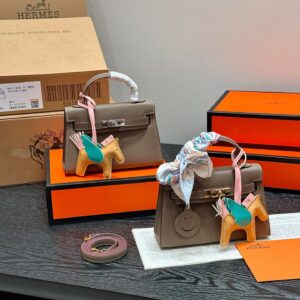 Mini Kelly II Leather Bag - Elephant Grey