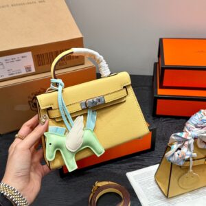 Mini Kelly II Leather Bag - Light Yellow
