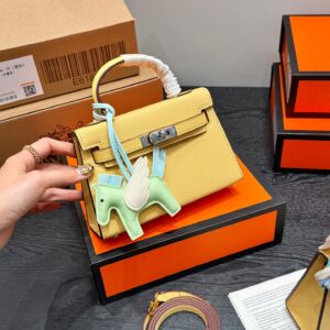 Mini Kelly II Leather Bag - Light Yellow
