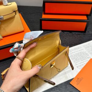 Mini Kelly II Leather Bag - Light Yellow