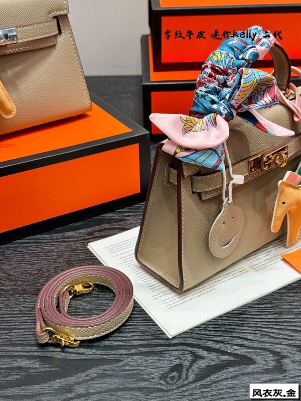 Mini Kelly II Leather Bag - Trench Grey