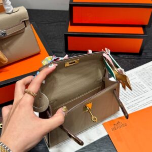 Mini Kelly II Leather Bag - Trench Grey