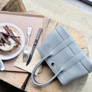 Mini Leather Garden Tote Bag - Taupe Gray
