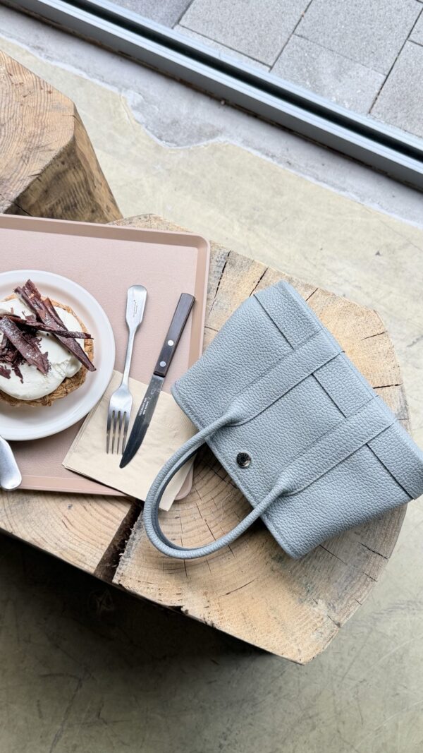 Mini Leather Garden Tote Bag - Taupe Gray