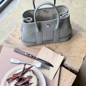 Mini Leather Garden Tote Bag - Denim Blue