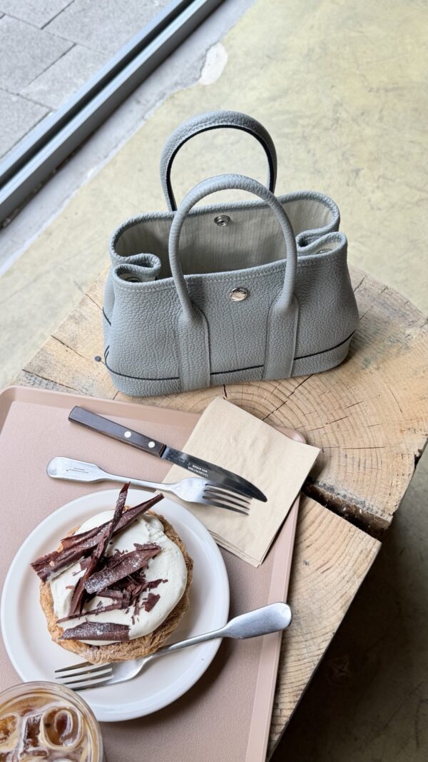 Mini Leather Garden Tote Bag - Denim Blue