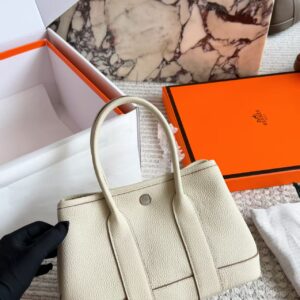 Mini Leather Garden Tote Bag - Cream White