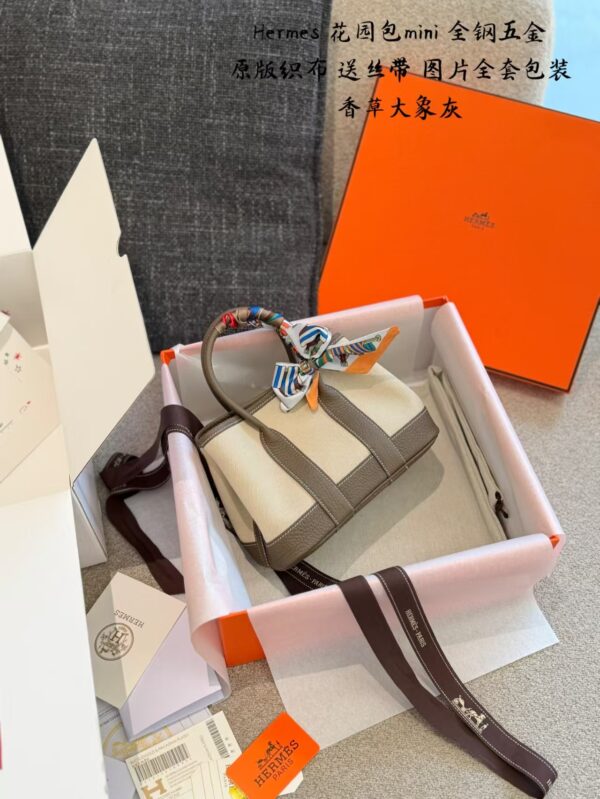Mini Leather Garden Tote Bag - Elephant Gray