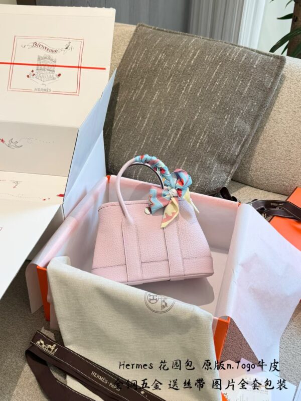 Mini Leather Garden Tote Bag - Pink