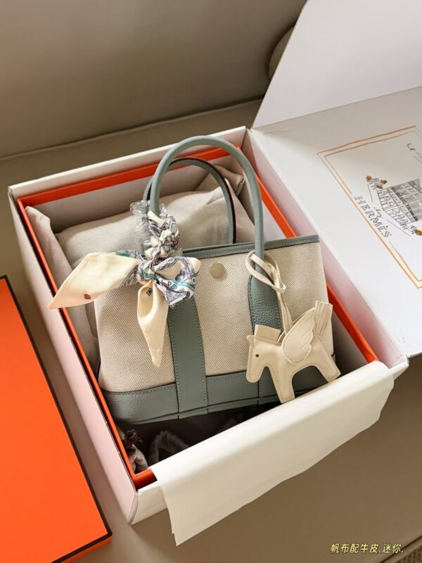 Mini Leather Garden Tote Bag - Glacier Blue