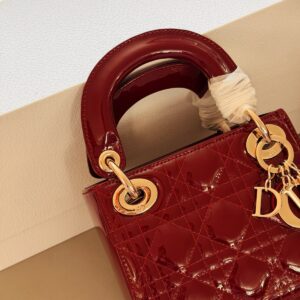 Patent Cannage Mini Chain Bag - Wine Red