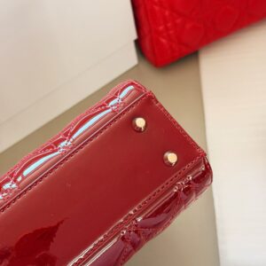 Patent Cannage Mini Chain Bag - Wine Red