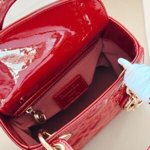 Patent Cannage Mini Chain Bag - Wine Red