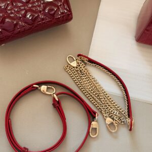 Patent Cannage Mini Chain Bag - Wine Red