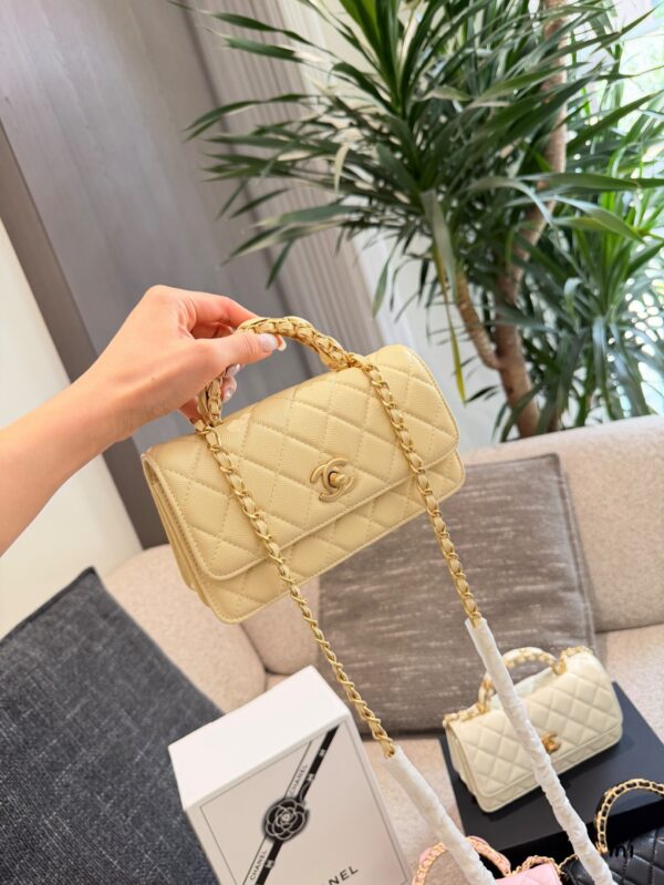 Quilted Top Handle Accordion Bag - Yellow