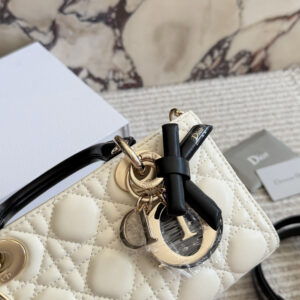 Two-Tone Quilted Bow Top Handle Bag