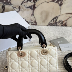 Two-Tone Quilted Bow Top Handle Bag