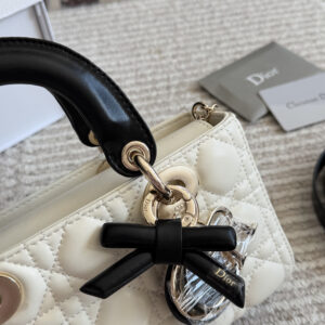 Two-Tone Quilted Bow Top Handle Bag