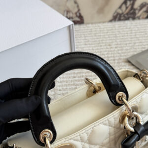 Two-Tone Quilted Bow Top Handle Bag