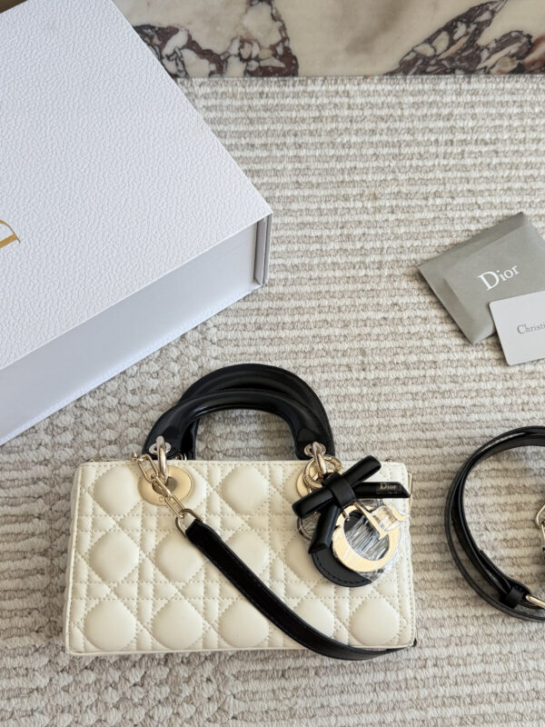 Two-Tone Quilted Bow Top Handle Bag