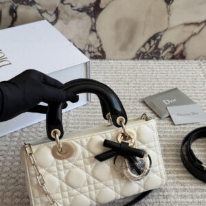 Two-Tone Quilted Bow Top Handle Bag