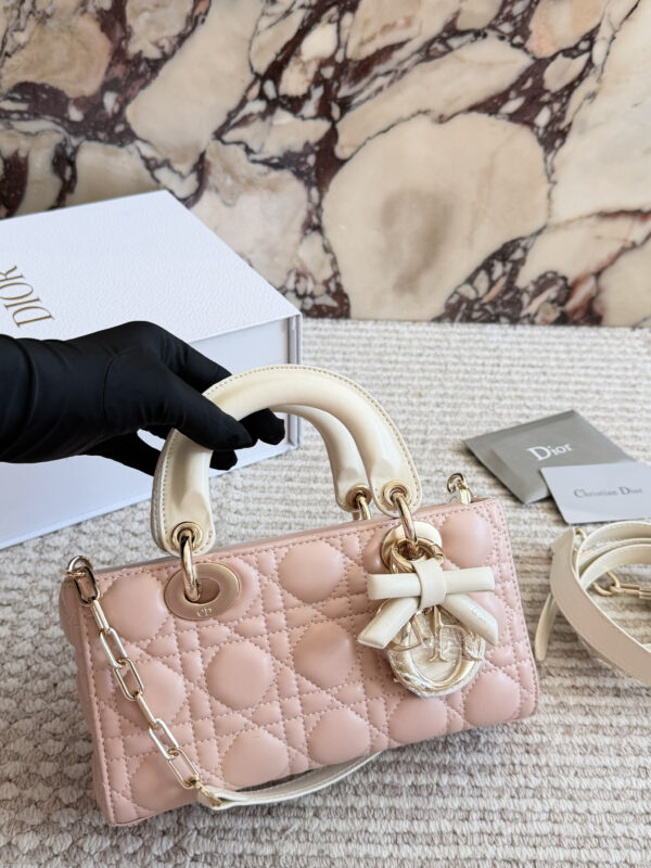Two-Tone Quilted Bow Top Handle Bag