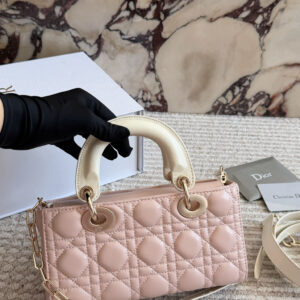 Two-Tone Quilted Bow Top Handle Bag